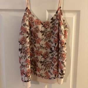 Beige Floral Dressy Tank